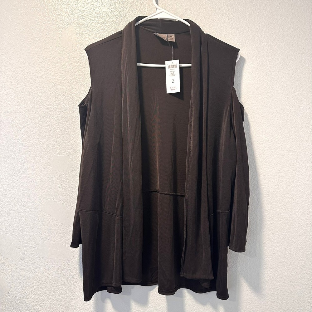 Easywear By‎ Chicos Size-2 Womens Cardigan Lillian Jacket Dark Chocolate